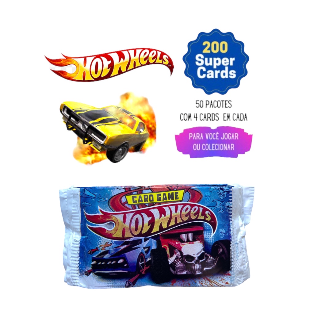 Kit 200 Cards Hot Wheels = 50 Pacotes Duelar Bater Bafo