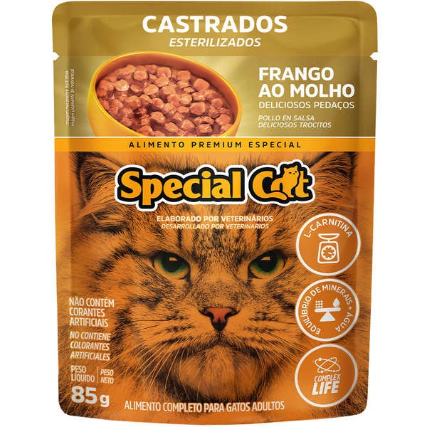 Ração Úmida Special Cat Sachê Frango para Gatos Castrados
