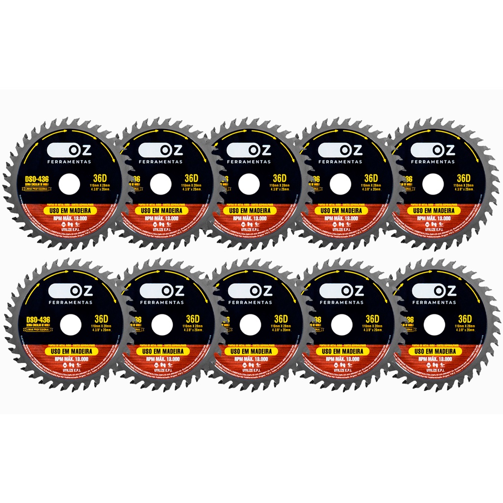 10 Discos Para Madeira Corte Serra Circular 110mm 36 Dentes