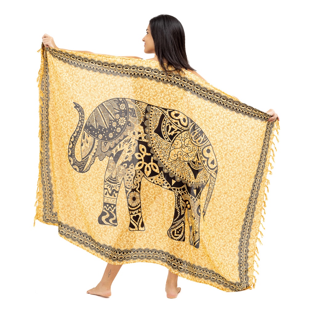 Canga Indiana Viscose Filtro Dos Sonhos Lotus Elefante Verão Moda Praia Canga de Praia