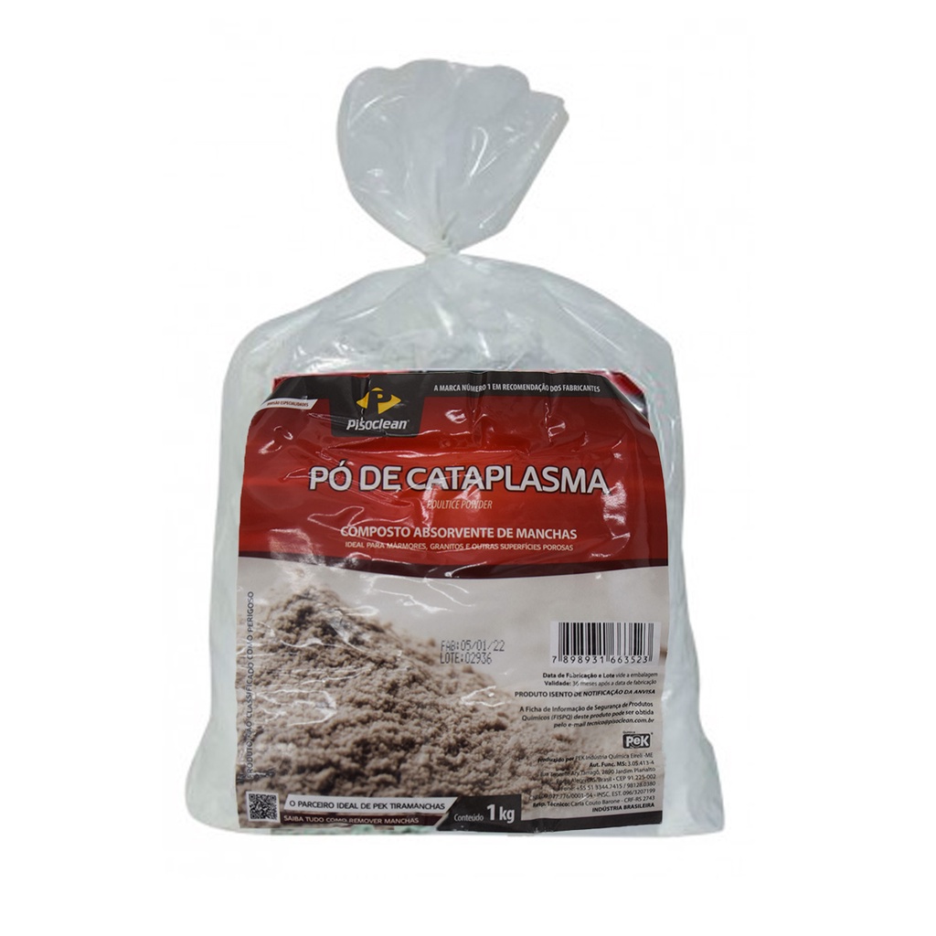 Pó de Cataplasma Pek 1kg  Intensifica Ação do Pek Tiramanchas