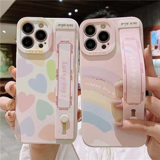 Compatível Para iPhone 14 13 12 11 Pro Max SE 2020 XS X XR 7 8 Mais Bonito Coração De Arco-Íris Pulseira Do Amor Capa Protetora De Silicone À Prova De Choque Traseira Macia