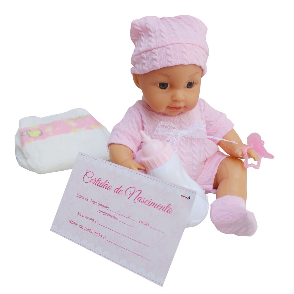 Boneca infantil faz xixi com fralda mamadeira certidão, Boneca Bebezão Faz Xixi De Verdade