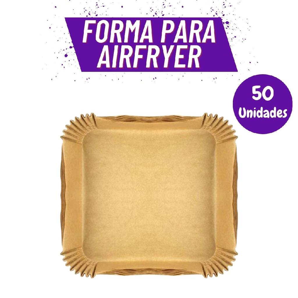 Kit 50 Forma Quadrada 20 CM Para AirFryer Forro Protetor Para Microondas Fritadeira Elétrica Air Frier BioDegradável Descartável