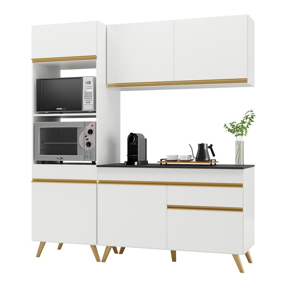 Cozinha Compacta 3 pç c/ Armário e Balcão MP3694 Veneza GW Multimóveis Branca - Home & Living
