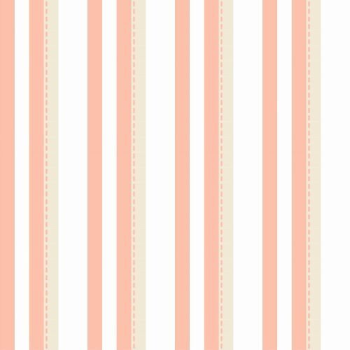Papel De Parede Listrado Salmão Branco E Bege Vinílico