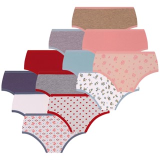 Kit com 12 Calcinhas Infantil Lobinha Teen Estampada Basica