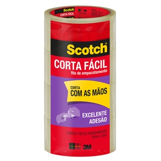 Fita de empacotamento Scotch Corta Fácil c/ 4 unidades 45mmx40m 3M em Oferta na Shopee