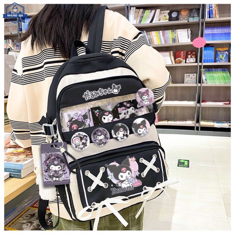 Sanrio Cinnamoroll Melody Kuromi Mochila Escolar Feminina Coreana Para Crianças Estudantes Laptops À Prova D'água De Nylon De Bolso Múltiplo Kawaii Cartoon Feminino Anime De Moda