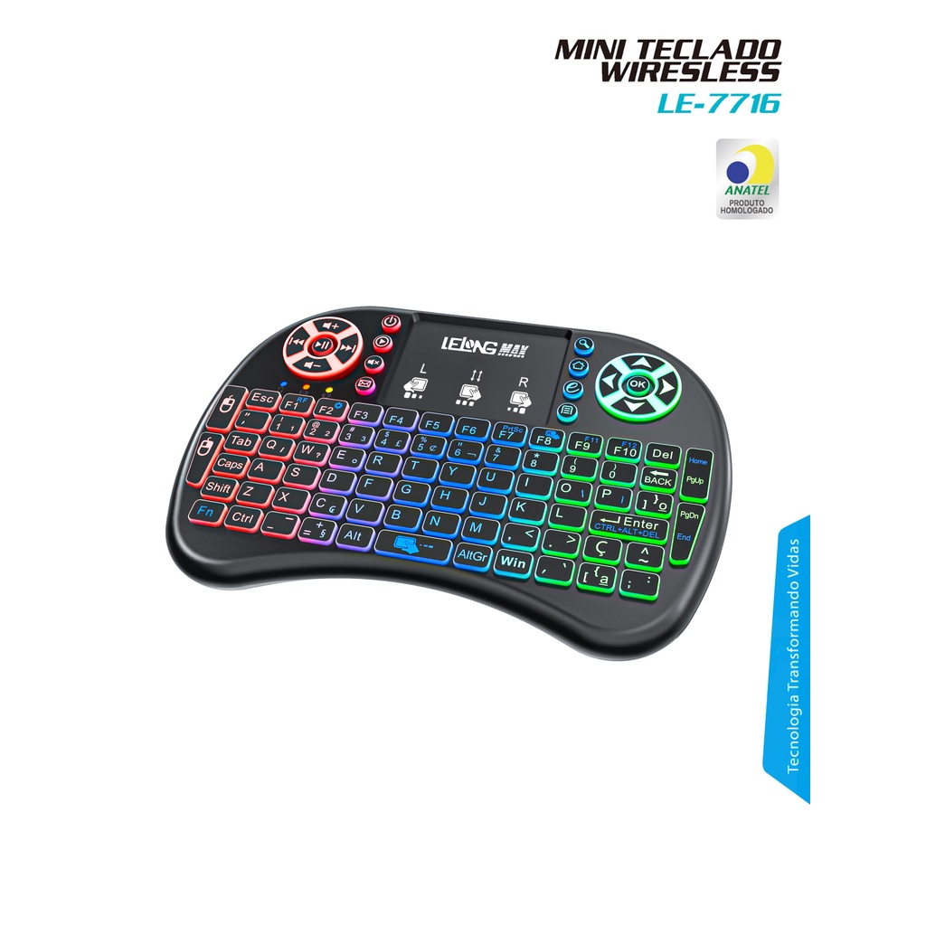 Mini Teclado Wireless Controle Sem Fio Para Smart Tv Game LE-7716