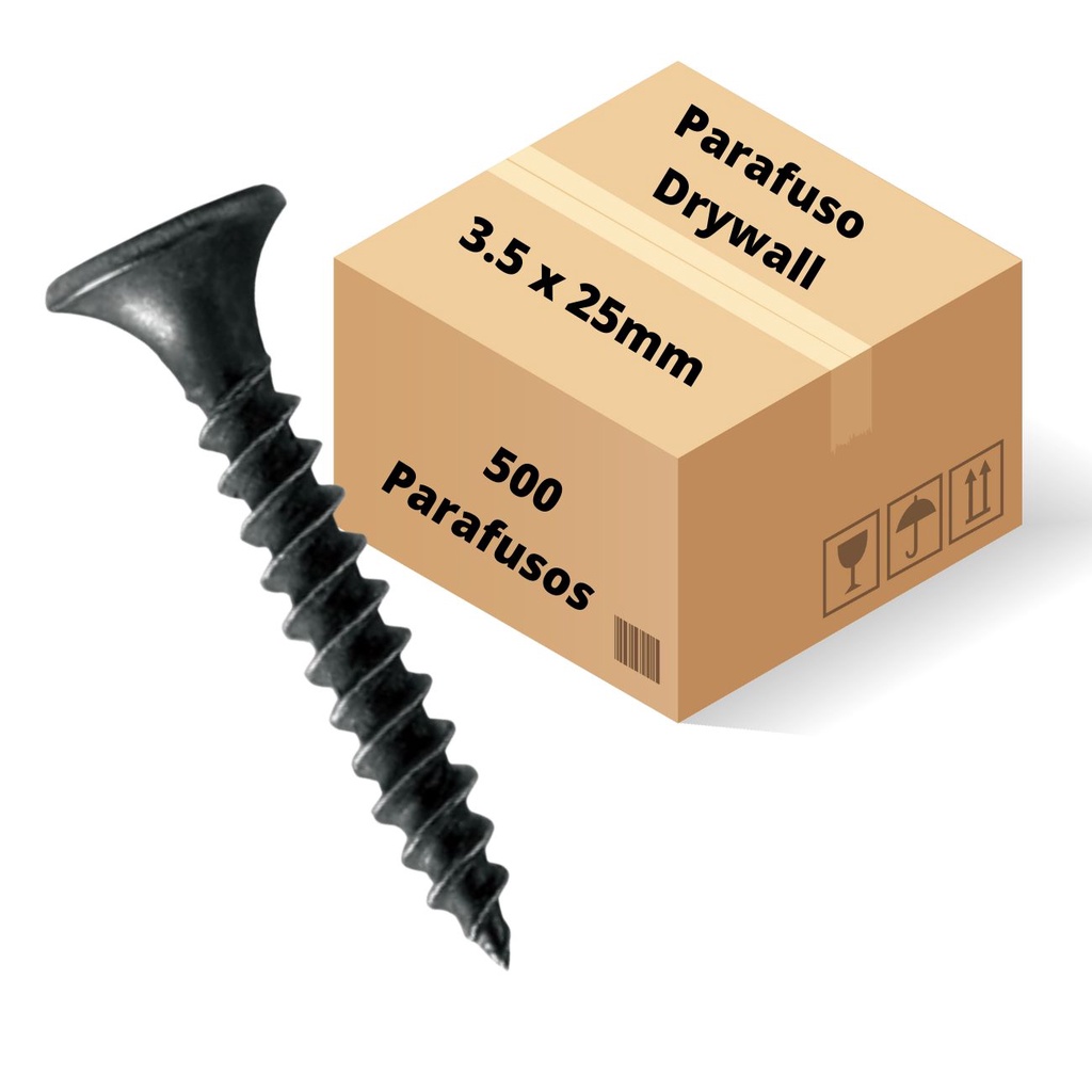 Parafuso drywall ponta agulha gesso forro gn 3,5x25mm 500 pç