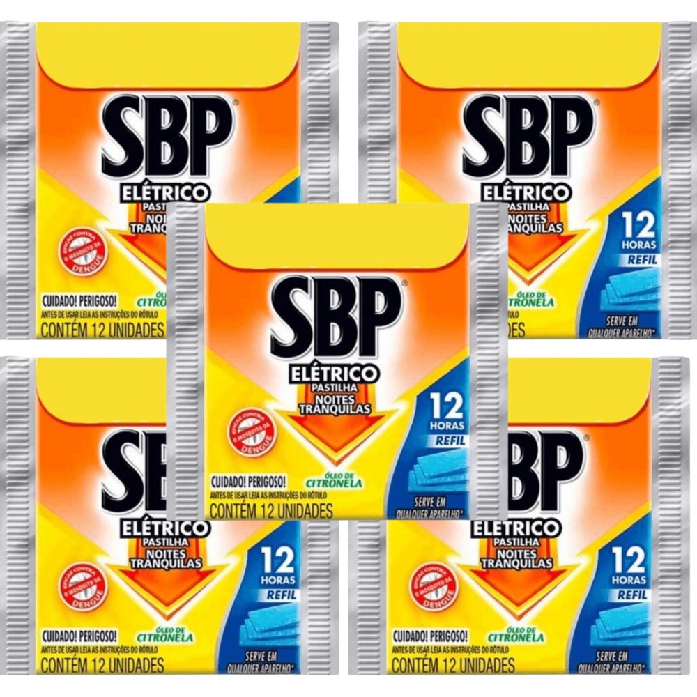 Kit com 5 Refis Pastilha SBP Com 12 Uni Citronela - Home & Living