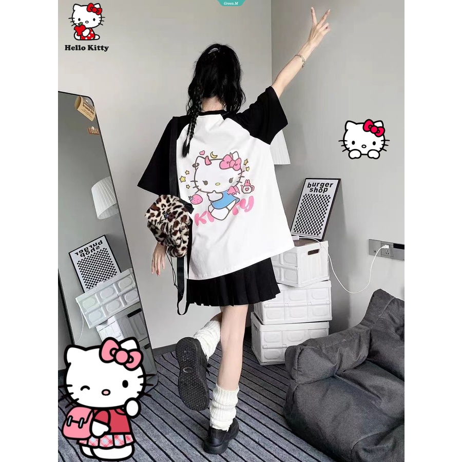 Camiseta Hello Kitty Melody Infantil Kawaii Sanrio Anime Cartoon Roupas  Casuais Y2k Kid Girl Boy Top