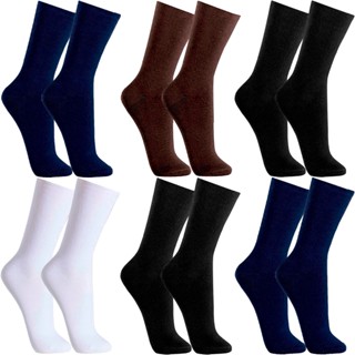 Kit 6 Pares Meias Social Algodão Confortavel Cotton Lisa Mash