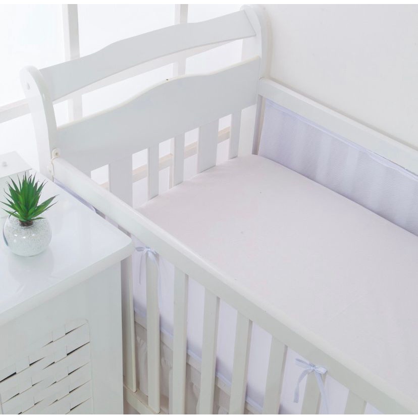 Tela Protetora Protetor Respirável Para Berço de Bebê Branca
