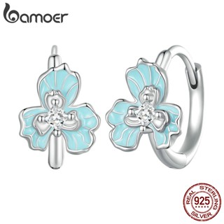 Bamoer 925 Prata Elegante Clipes De Orelha De Íris Azul Jóias Simples Para Mulheres BSE843