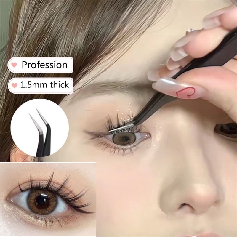 Pinça De Cílios De Aço Inoxidável , Reta Curvada Para Extensão , Ferramentas De Maquiagem em Oferta na Shopee