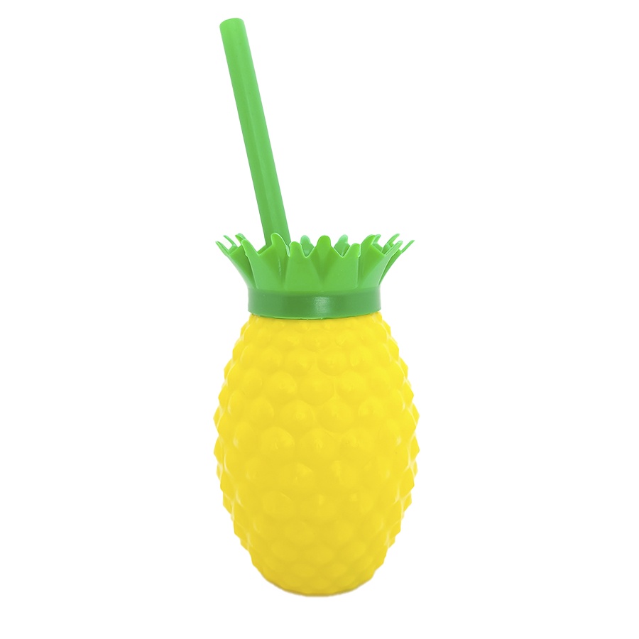 Copo com Tampa e Canudo - Abacaxi Amarelo 350ml   - 1 unidade - Rizzo - Home & Living
