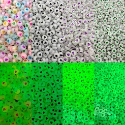 100Pcs/Pack Acrílico 4x7mm Plano Redondo De Pêssego Coração Contas Luminosas Para Fazer Jóias Pulseira Acessórios Colar