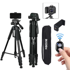 Tripé 1,80m Profissional Universal para Câmera e Celular com Controle Bluetooth