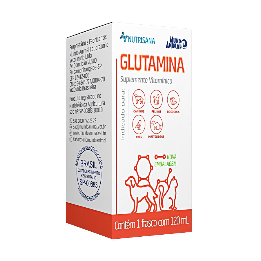 Suplemento Nutrisana Glutamina Cães e Gatos Mundo Animal 20mL