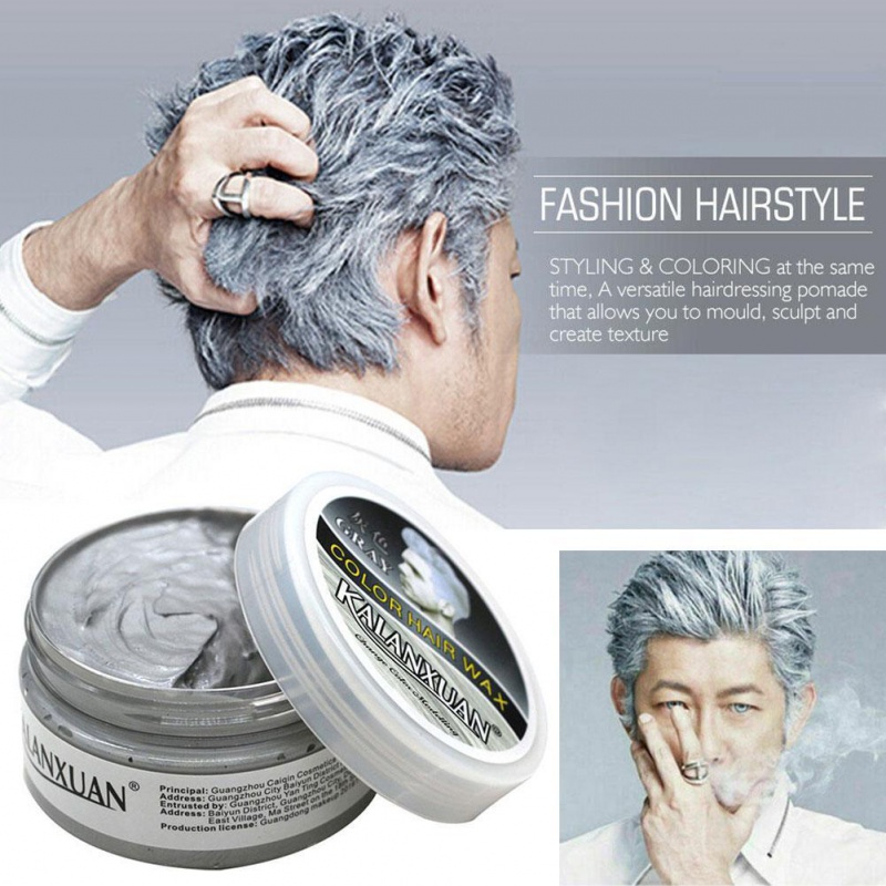 Cera Para Cabelos Cor Pomada Prata Vovó Cinza Descartável Natural Fortes Mulheres Homens-* & *