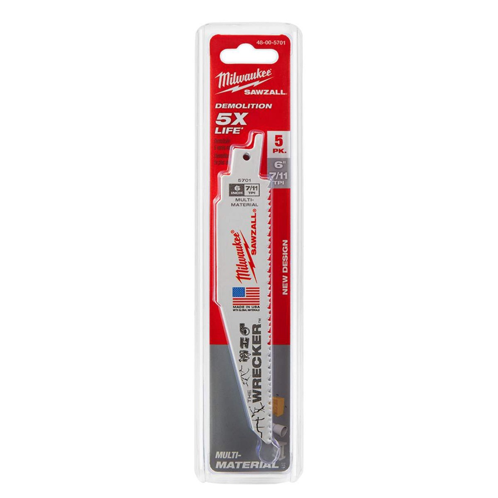 Lamina Serra Sabre 6" 7-11d -uso Geral 5pçs 48-00-5701 Milwaukee
