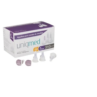 Agulha Para Caneta De Insulina 5mm x 31g UNIQMED - 100UN em Oferta na Shopee
