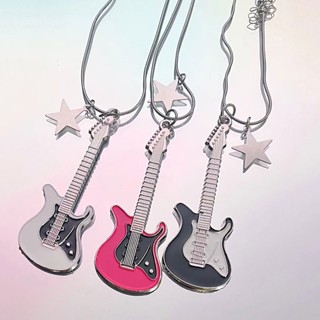 Versão Coreana Subcultura De Personalidade rock y2k Colar De Guitarra ins trendy Instrumento Liga Pingente