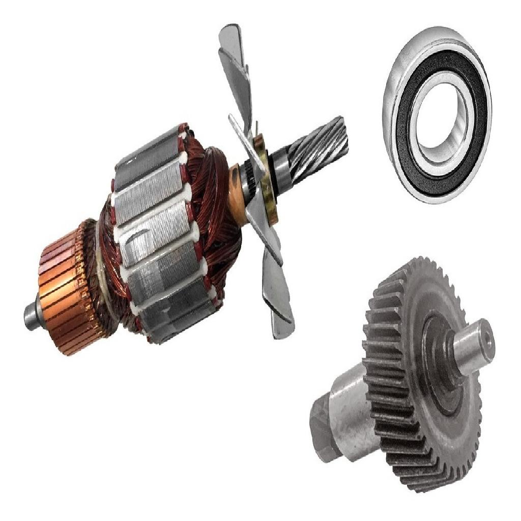 Kit Gks 7 1/4 1573 127v Induzido e Rolamento, Engrenagem Para Serra Circular