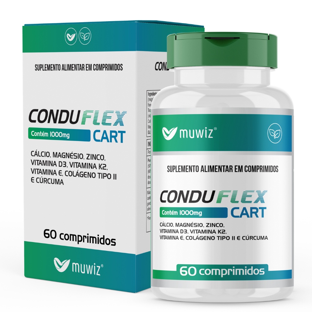 Colágeno Tipo 2, Cálcio e Cúrcuma Conduflex 60 comprimidos 1000mg Muwiz em Oferta na Shopee