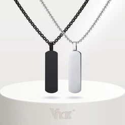 VNox Fashion Colar Quadrado Simples , Rectângulo Geométrico De Aço Inoxidável Pingente De Cão De Tag Para Homens