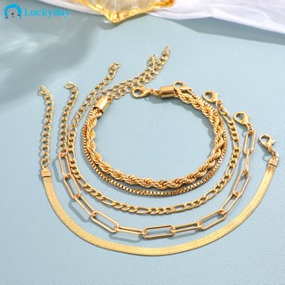 5Pcs/Set Geometria Cobra Simples Conjunto De Pulseiras De Corrente De Ouro Multilayer Geometry Para Acessórios De Jóias Femininas