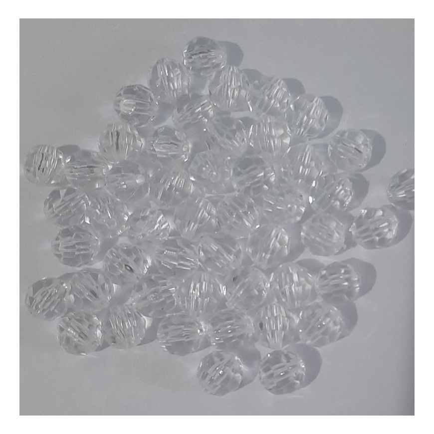 Bola Sextavada Cristal Transparente 8mm Passante Miçanga Para Artesanato
