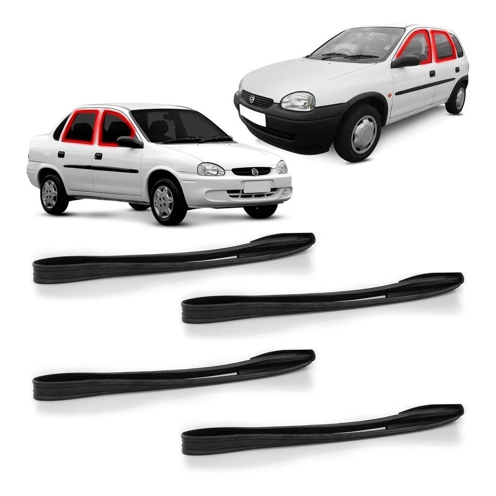 BORRACHA VIDRO PORTA CANALETA DIANTEIRA CORSA HATCH SUPER SEDAN CLASSIC WAGON 94 A 12 + TRASEIRA