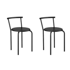 Conjunto 2 Banquetas 105 Tubo Preto Napa Preta Carraro