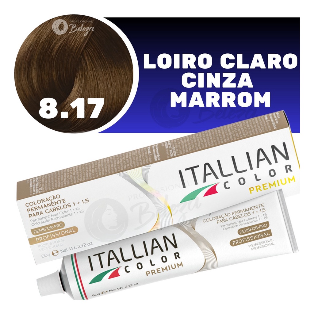 Coloração Itallian Color Louro Claro Cinza Marrom 8.17 60g em Oferta na Shopee
