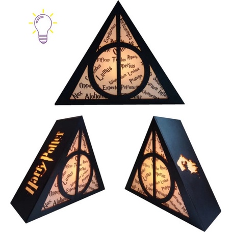 Luminária Abajur Harry Potter Abajur Hp Relíquia Da Morte Sublimada De Mesa Decorativa Geek Gamer