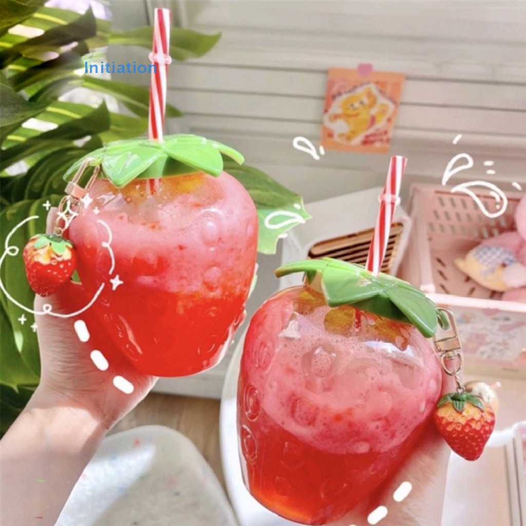 Iniciação 500ML Copo De Palha De Morango Plástico Água Fofa