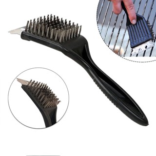 Escova De Aço Para Limpar Grelha De Churrasqueira Com Raspador