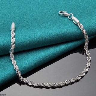 925 Bracelete De Corrente De Encanto Da Onda De Água Moda Feminina Silver