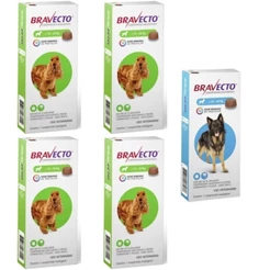 04 Bravecto Cães 10 A 20kg 500mg + 01 - 20 A 40kg 1000mg
