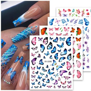 Adesivos de borboleta para unhas, para transferência de borboletas coloridas, autoadesivas, manicures, folhas, decorações, faça você mesmo, ferramenta de arte de unha