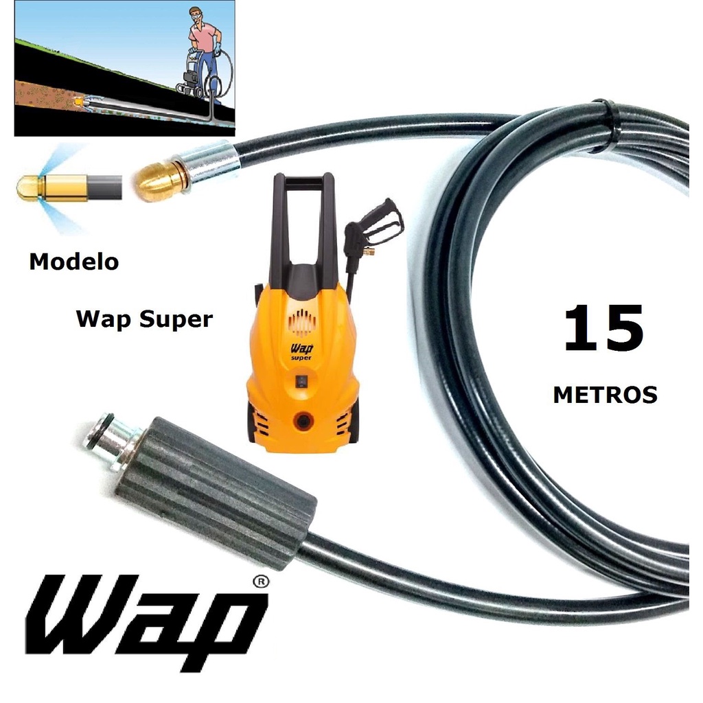 Mangueira desentupidora de tubulação WAP - 15 Metros - Wap SUPER