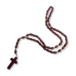 Terço de madeira com crucifixo 42 cm conta 8 mm Marrom em Oferta na Shopee