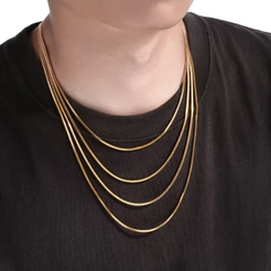 Vnox 2MM Colar De Ouro De Aço Inoxidável Para Homens Da Moda , Cobra Quadrada Jóias