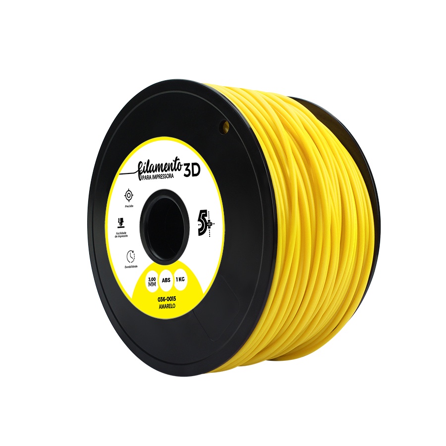 Filamento Abs Amarelo Impressora 3d 3mm 1kg 5+ Original