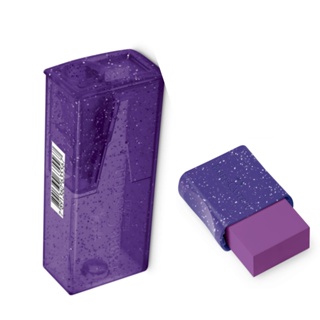 APONTADOR E BORRACHA FABER-CASTELL GLITZ - ROXO em Oferta na Shopee