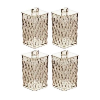 Kit 4 Porta Algodão Cotonete Glamour Ambar Acrilico em Oferta na Shopee