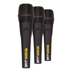 Kit 3 Microfones Profissionais SKP PRO33K Dinâmico Cardióide